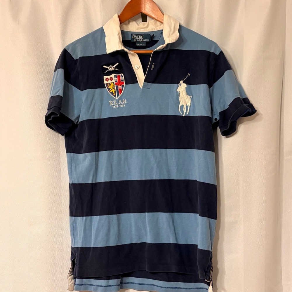 Polo Ralph Lauren RLAC Rugby Shirt Mens M Big Pony #15 Crest Custom Fit Y2K